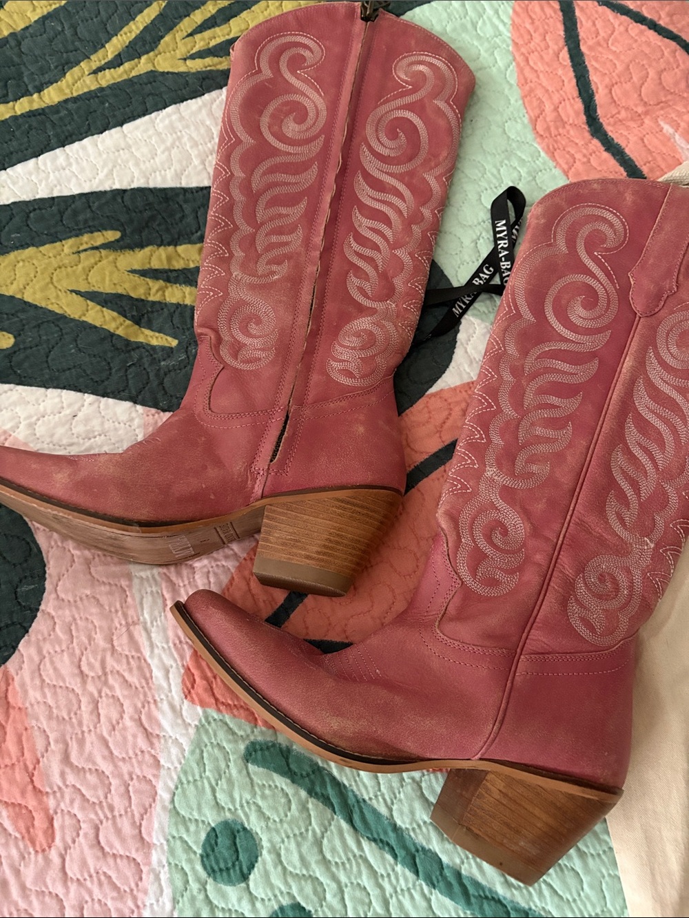 Myra Bag Dusty Rose Embroidered Western Heeled Boots